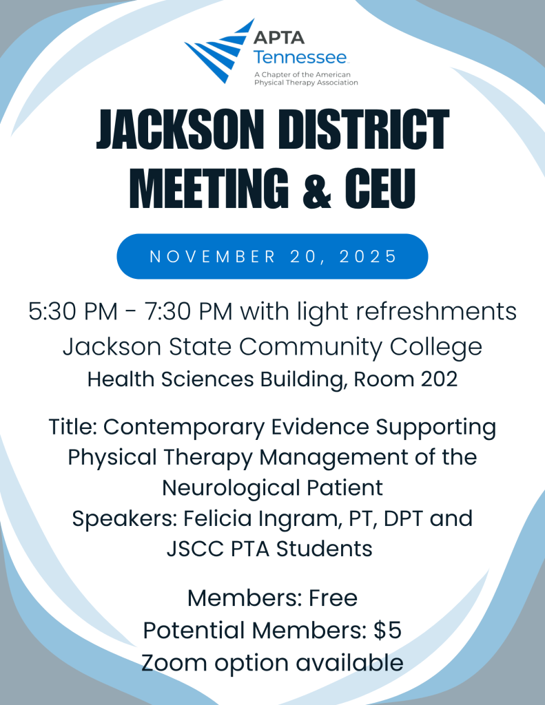 Apta Tn Jackson District Business Meeting Ceu November 20th Apta